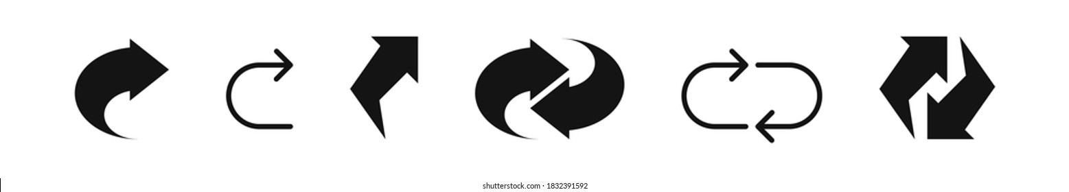 Arrow rotate vector refresh icon, rotation loop black flat simple sign on white background.