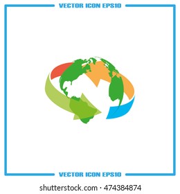 Arrow rotation around the earth icon vector eps10.