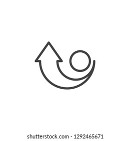 Arrow Rotation Direction Line Icon. Linear Style Sign For Mobile Concept And Web Design. Arrow Around Circle Outline Vector Icon. Turn The Knob Clockwise Symbol, Logo Illustration