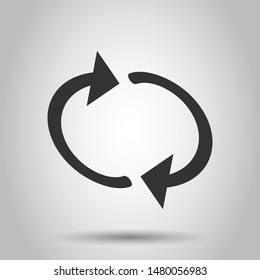 Arrow rotation icon in transparent style. Sync action vector illustration on isolated background. Refresh button business concept.