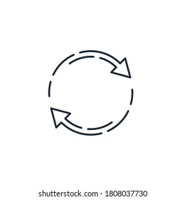 Rotación de flecha.  Icono de línea del vector aislado en fondo blanco.