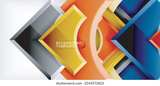 Arrow with round elements. Color geometric shapes background. Vector Illustration For Wallpaper, Banner, Background, Card, Book Illustration, landing page