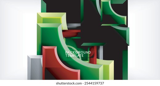 Seta com elementos redondos. Plano de fundo das formas geométricas de cores. Ilustração vetorial para papel de parede, banner, plano de fundo, cartão, ilustração de livro, página inicial