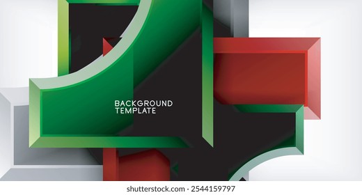 Arrow with round elements. Color geometric shapes background. Vector Illustration For Wallpaper, Banner, Background, Card, Book Illustration, landing page