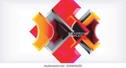 Seta com elementos redondos. Plano de fundo das formas geométricas de cores. Ilustração vetorial para papel de parede, banner, plano de fundo, cartão, ilustração de livro, página inicial