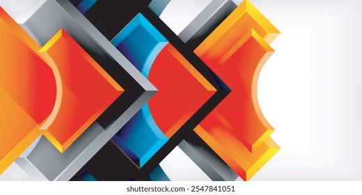 Arrow with round elements. Color geometric shapes background. Vector Illustration For Wallpaper, Banner, Background, Card, Book Illustration, landing page