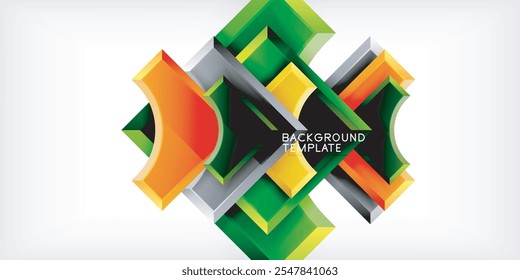 Arrow with round elements. Color geometric shapes background. Vector Illustration For Wallpaper, Banner, Background, Card, Book Illustration, landing page