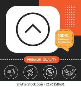 Arrow, round, up icon. With orange and black background