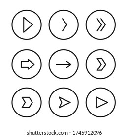 Arrow in round icon set for your design. Vector right concept in flat style.
