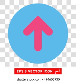 Arrow Up round icon. Vector EPS illustration style is flat iconic bicolor symbol, pink and blue colors, transparent background.