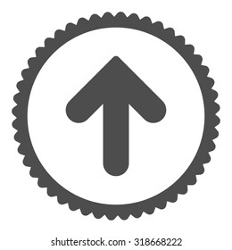 Arrow Up round stamp icon. This flat vector symbol is drawn with gray color on a white background.