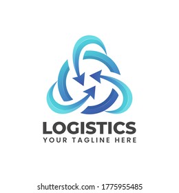 arrow rounded to circle. blue abstract modern shape can use for logistics company logo illustration