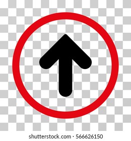 Arrow Up rounded icon. Vector illustration style is flat iconic bicolor symbol inside a circle, intensive red and black colors, transparent background. Designed for web and software interfaces.