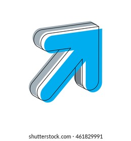 Arrow in rounded style isolated on white background, vector sign 3d illustration.