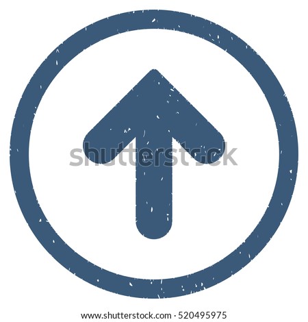 Arrow Up rubber seal stamp watermark. Icon vector symbol with grunge design and dust texture. Scratched blue ink sign on a white background.