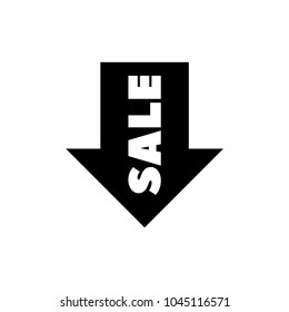 Arrow Sale. Flat Vector Icon. Simple black symbol on white background