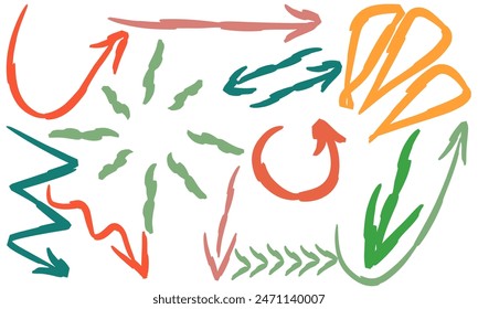 garabato de flecha. Icono de la curva del pincel, textura de la mano en espiral, trazo del bosquejo del grunge, signo simple. Arte vectorial