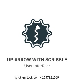 Up arrow with scribble vector icon on white background. Flat vector up arrow with scribble icon symbol sign from modern user interface collection for mobile concept and web apps design.