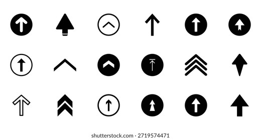 Conjunto de iconos de desplazamiento de flecha hacia arriba, deslice el dedo hacia arriba, agrupe las flechas dirigidas hacia arriba. Deslice hacia arriba los iconos de flecha, flechas modernas hacia arriba, símbolos de navegación de redes sociales, indicadores de interfaz de usuario mínimos, Elementos gráficos de dirección para historias e interfaces