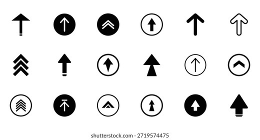 Conjunto de iconos de desplazamiento de flecha hacia arriba, deslice el dedo hacia arriba, agrupe las flechas dirigidas hacia arriba. Deslice hacia arriba los iconos de flecha, flechas modernas hacia arriba, símbolos de navegación de redes sociales, indicadores de interfaz de usuario mínimos, Elementos gráficos de dirección para historias e interfaces