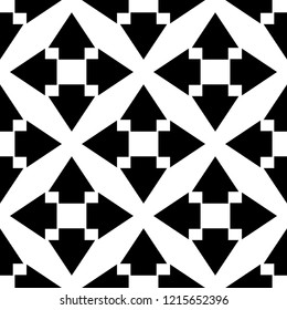 Arrow Seamless Pattern Black and White Vector with Square