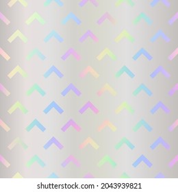 Arrow seamless pattern. Repeating hologram pattern. Holographic background. Repeated silver foil texture for design prints. Holography printed. Abstract patern. Geometric printing. Vector illustration