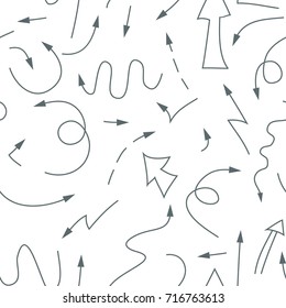 Arrow seamless pattern. Vector seamless pattern with drawn arrows