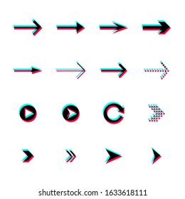 arrow set with 3d glitch effect