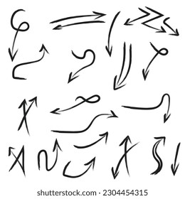 Arrow set of arrows hand drawn white background vector
