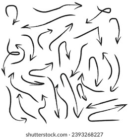 arrow set art hand made with brush vector 