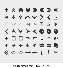 Arrow set, black icons, flat style symbols ui and app icon set, black, sign pictograms