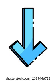 Arrow of set in cartoon style. Der 3D-blaue Pfeil in der Vivid Illustration steht im Mittelpunkt eines dynamischen und richtungsweisenden Designs. Vektorgrafik.
