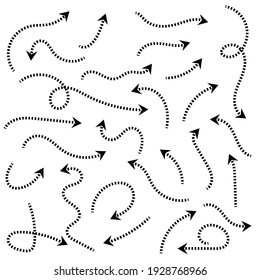 Arrow set, collection of black direction symbols. Vector illustration