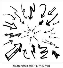 Arrow Set Collection. Hand Drawn Vector 