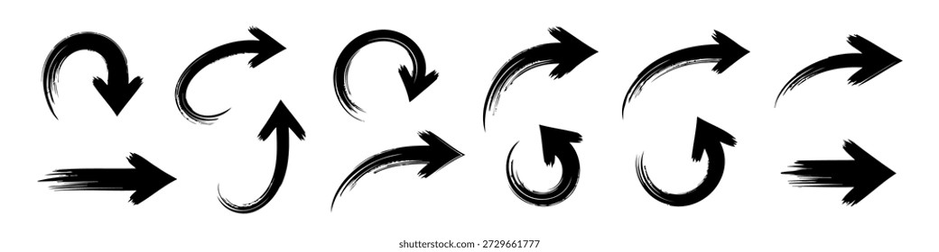 Arrow set. Collection of hand drawn grunge arrows.