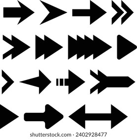 Conjunto de flechas: Colección de iconos de flecha para diseño web - Flechas de estilo plano aisladas en fondo blanco - vector de material