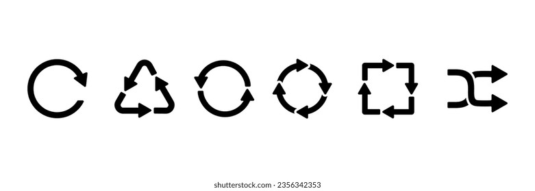 arrow set collection undo,recycle,refresh,loop,cycle,shuffle with isolated on white background