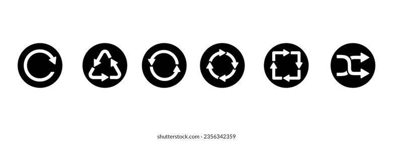 arrow set collection undo,recycle,refresh,loop,cycle,shuffle with isolated on white background