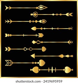 arrow set collection vintage vector icon illustration