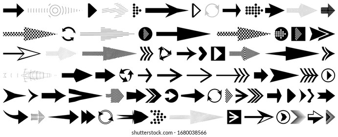 Arrow set. Different black directional icons, vector illustration collection for web design, mobile apps, interface and other design.