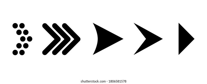 Arrow Set - Different Flat Black Vector Illustrations - Isolated On White Background