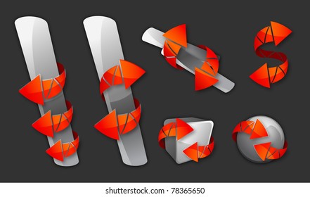 Arrow set with different objects