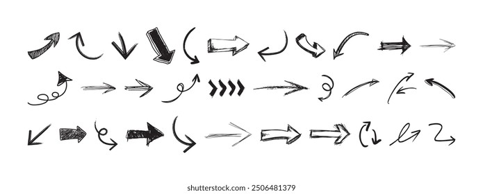 arrow set doodle hand draw vector design illustration