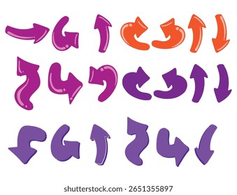 Arrow set doodle vector illustration
