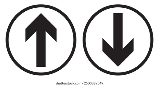 Arrow set up and down. Black arrows isolated on white background.