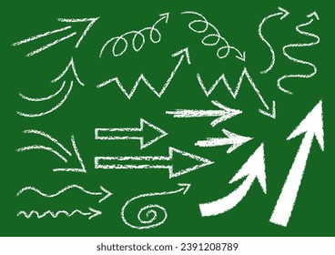 Arrow set as if drawn with white chalk on a blackboard