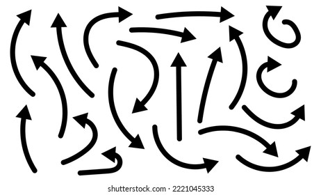 arrow set with hand drawn doodle style isolated on white background for graphic design element