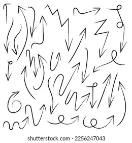 Arrow set hand made brush arrows vector 