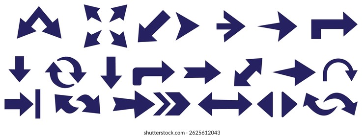 Conjunto de flechas. Colección de icono de flecha. Establezca diferentes flechas o Diseño web. Icono de Vector de flecha. Flechas colección de Ilustración vectorial y fondo blanco.