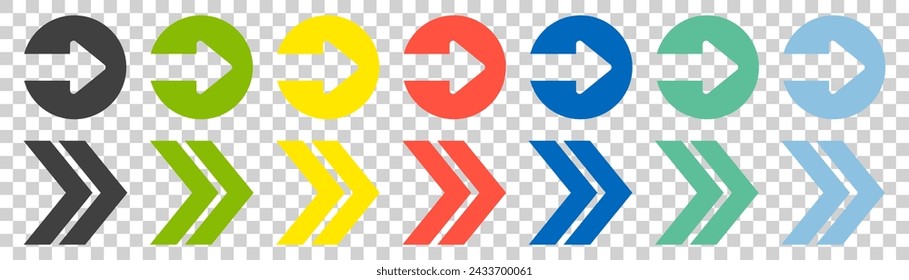 Arrow set icon. Colored arrow symbols. Isolated vector graphic elements with arrows.